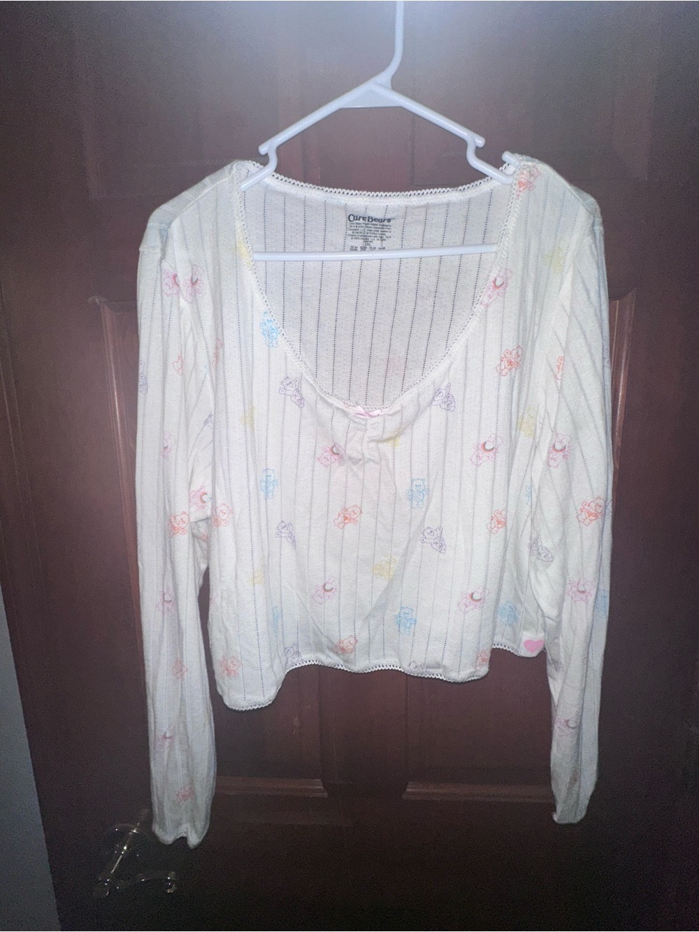 Care Bears Cream Ribbed Tank Top with Subtle Pinstripes